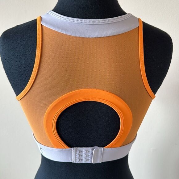Zyia orange/gray mesh racerback front & inset, keyhole back sports bra. XS. - Picture 4 of 7